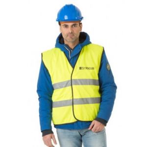 GILET HAUTE VISIBILITE JAUNE FLUO "ST MACLOU" COEUR + DOS