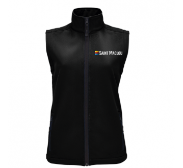 SOFTSHELL FEMME NOIR SANS MANCHE BRODERIE COEUR/DOS "ST-MACLOU"