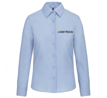 CHEMISE FEMME OXFORD BLUE K534 M.LONGUES BRODERIE COEUR "ST-MACLOU"