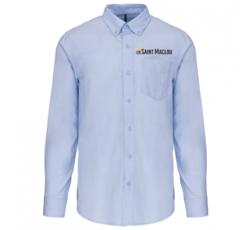 CHEMISE HOMME OXFORD BLUE K533 M.LONGUES BRODERIE COEUR "ST-MACLOU"