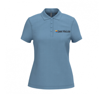 POLO FEMME SKY BLUE K255 M.COURTES BRODERIE COEUR "ST-MACLOU"