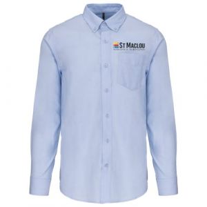 CHEMISE HOMME OXFORD BLUE K533 M.LONGUES BRODERIE COEUR...