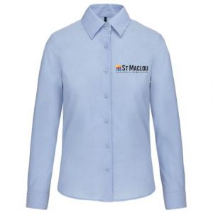 CHEMISE FEMME OXFORD BLUE K534 M.LONGUES BRODERIE COEUR...