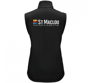 SOFTSHELL FEMME NOIR SANS MANCHE BRODERIE...